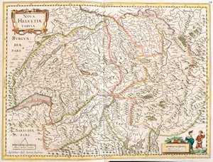 スイスの地図（銅版画