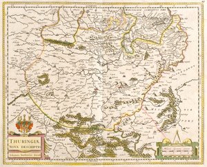 チューリンゲン州（ドイツ）の地図（銅版画