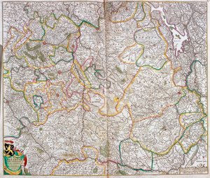 ブラバント公国(ベルギー・オランダ)の地図(エッチング) 作： Frederick de Wit