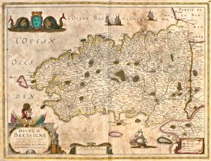 ブルターニュ公国（フランス）の地図（銅版画
