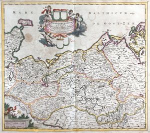 メクレンブルク公爵家の地図 シュヴェリン（ドイツ）（銅版画 作： Frederick de Wit