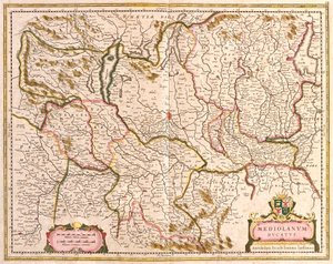 ミラノの公爵夫人の地図（イタリア）（銅版画 作： Frederick de Wit