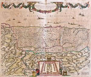 聖地（イスラエル、パレスチナ）の地図（エッチング
