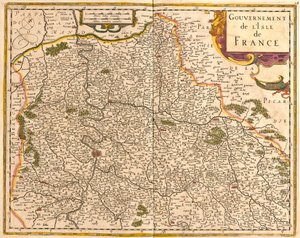 イル・ド・フランス(フランス)の地図(銅版画) 作： Frederick de Wit