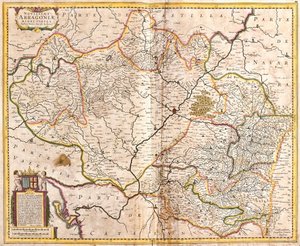 アラゴン王国（スペイン）の地図（銅版画