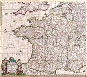 フランス王国の地図（エッチング 作： Frederick de Wit