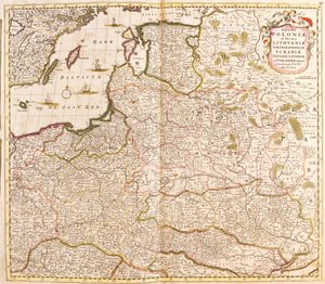 ポーランド王国、リトアニア・リヴォニア公国（ラトビア）（バルト三国）、ウクライナの地図（銅版画