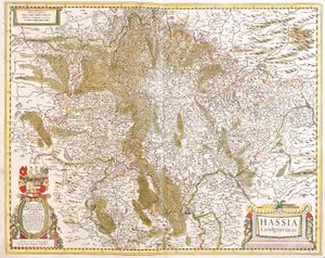 ヘッセン州（ドイツ）のランドグレーブの地図（エッチング 作： Frederick de Wit