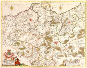 ブランデンブルク（ドイツ）のマルグラヴィア地図（エッチング 作： Frederick de Wit