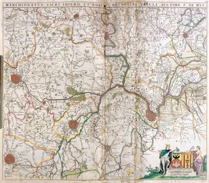 神聖ゲルマン帝国の侯爵家とメッヘレン（オランダ）の領主権の地図（銅版画 作： Frederick de Wit
