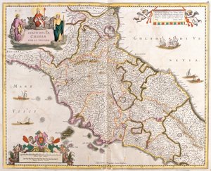 トスカーナ(イタリア)の教会国家の地図(エッチング) 作： Frederick de Wit