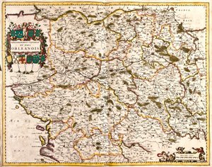 オルレアン国（フランス）の一般政府の地図（エッチング 作： Frederick de Wit