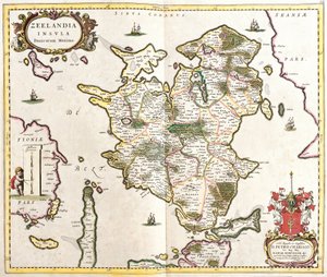 ゼランデ島（オランダ）の地図（銅版画 作： Frederick de Wit