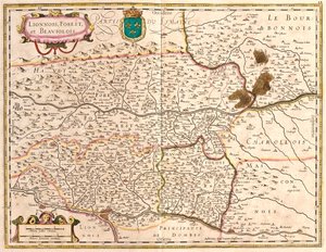 リヨンとボージョレ（フランス）の領土地図（エッチング 作： Frederick de Wit