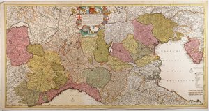北イタリア。フレデリック・デ・ウィットの地図、アムステルダム、銅版画。1705 作： Frederick de Wit