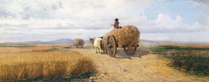 小麦畑、1868年頃、フェデリコ・ロサーノ（1835-1912）の絵画、油彩、キャンバス、30x73 cm 作： Frederico Rossano