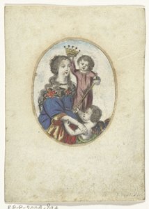 楕円形の子供と天使とマドンナ 作： Frederik Bouttats (de Jonge) (attributed to)