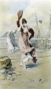 海辺の女-早春の寓意、カレンダー絵：Hubert Dys、絵：F.H. Kaemmerer 作： Frederik Hendrik Kaemmerer