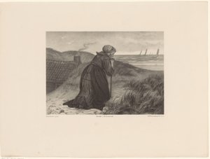 棒にもたれる老婆 作： Frederik Hendrik Weissenbruch