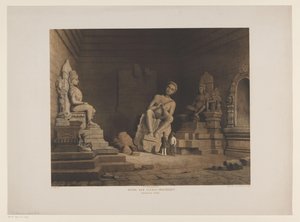 Tjandi Mendoet の廃墟にいる 2 人の男性 Tjandi-Moendoet の遺跡。 角江邸（現物タイトル） 作： Frederik Hendrik Weissenbruch