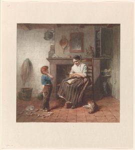 男の子と凧と女性のインテリア 作： Frederik Willem Zürcher