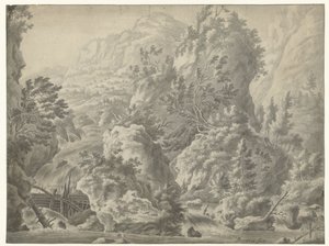 滝のある山の風景