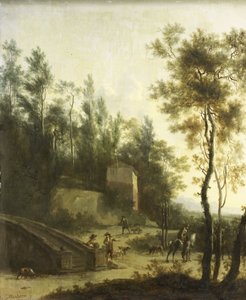 ハンターのいるイタリアの風景 作： Frederik de Moucheron