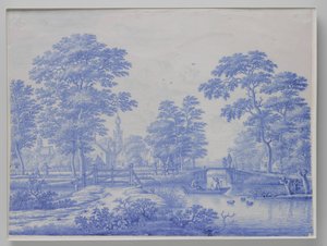 ロッテルダム近郊のオーバーシーを望む額 オーバーシーの見えるプレート 作： Frederik van Frytom (attributed to)