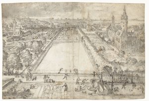 都市の近くにある城と公園 作： Frederik van Valckenborch