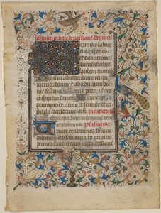 時間の本からの写本の葉 (incip. Passionis) 作： French 14th Century