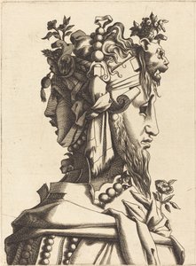 豪華な衣装を着た女性のバスト 作： French 16th Century after René Boyvin or Pierre Milan