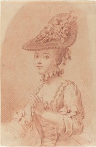 花柄の帽子をかぶった少女 作： French 18th Century