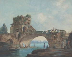 コインランドリーのあるポンテサラリオ 作： French 18th Century after Hubert Robert