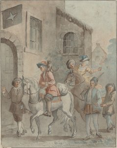 旅館に到着 作： French 18th Century after Jean Baptiste Oudry