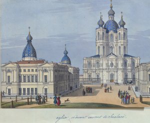 1830〜1840年代のサンクトペテルブルクのスモルニー復活大聖堂 作： French Master