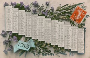 1913年のカレンダー。 1913年に送られたはがき。 作： French Photographer