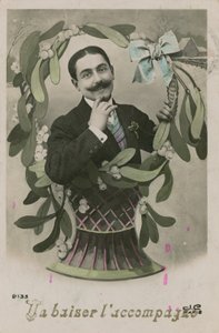 1913年に送られたキス、ポストカード付き（手彩色写真） 作： French Photographer
