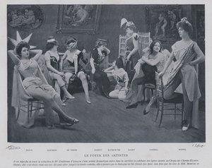 パリのバラエティー劇場のグリーンルームにいる女優たち（モノクロ写真 作： French Photographer