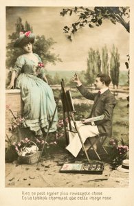 バラとアーティストの絵画のかわいい女の子 作： French Photographer