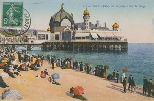 ビーチとパレデラジェティー、ニース。 1913年に送られたはがき。