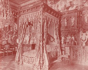 フォンテーヌブロー、アンネ・オブ・オーストリアのベッドルーム（モノクロ写真 作： French Photographer