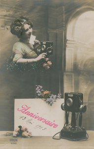誕生日は1913年に送られるはがきを願います（手描きの写真） 作： French Photographer