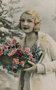 BonneAnnée、1913年に送信されたハッピーニューイヤーポストカード（手描きの写真） 作： French Photographer