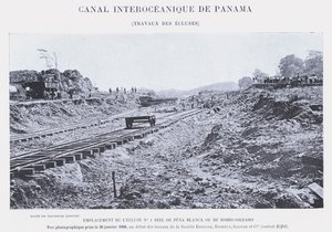 パナマ大洋間運河、ロックワーク（モノクロ写真 作： French Photographer