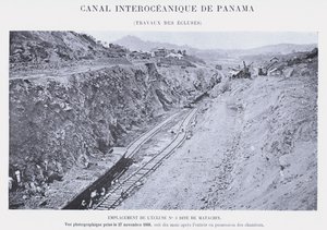 パナマ大洋間運河、ロックワーク（モノクロ写真 作： French Photographer