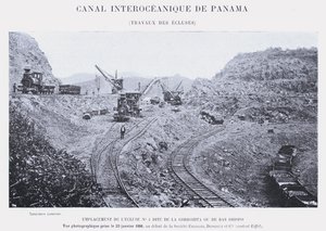 パナマ大洋間運河、ロックワーク（モノクロ写真 作： French Photographer