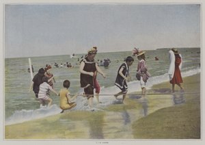 海岸でロープを使って遊ぶ子供たち（カラー写真 作： French Photographer