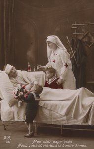 負傷した父親、WW1に明けましておめでとうございます 作： French Photographer