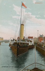 ヤーマスへのロンドンボートの出発。 1913年に送られたはがき。 作： French Photographer
