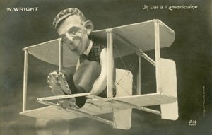 飛行機に乗るウィルバー・ライトのフィギア（リトグラフ版 作： French Photographer
